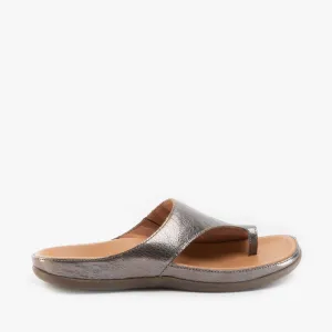 Strive CAPRI Womens Leather Toe Post Sandals Anthracite