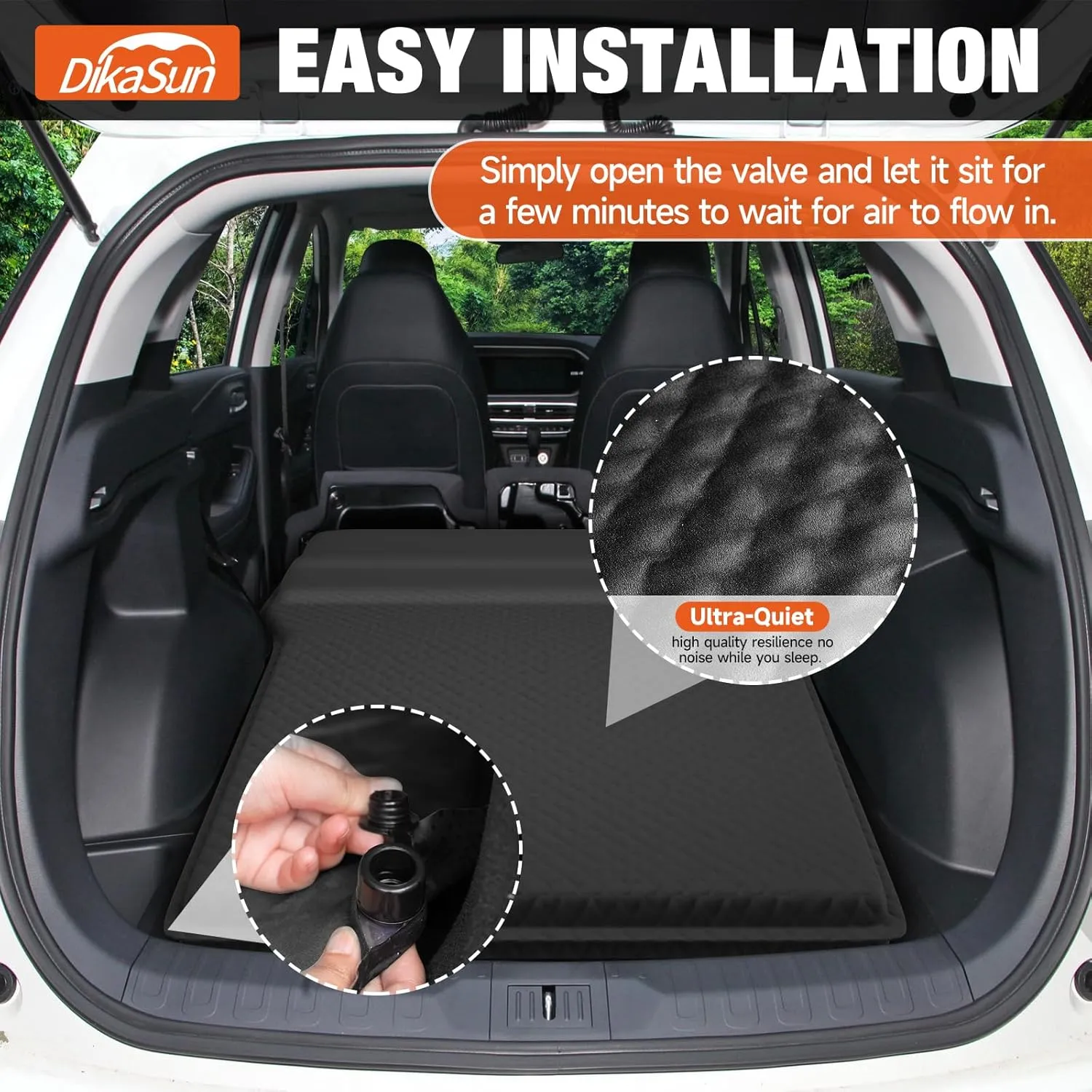 SUV Air Mattress, Self-Inflating Memory Foam Car Bed Mattress for SUV, Travel Camping Car Sleeping Pad with Storage Bag