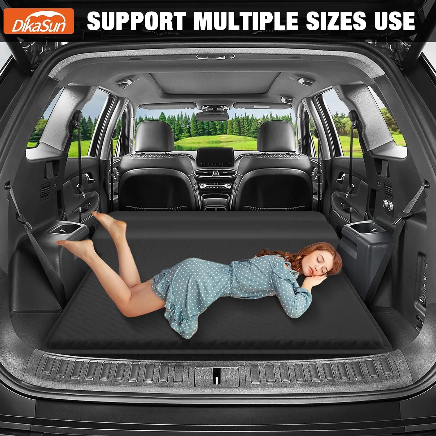 SUV Air Mattress, Self-Inflating Memory Foam Car Bed Mattress for SUV, Travel Camping Car Sleeping Pad with Storage Bag