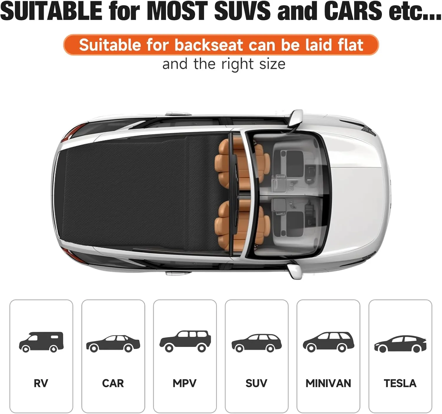 SUV Air Mattress, Self-Inflating Memory Foam Car Bed Mattress for SUV, Travel Camping Car Sleeping Pad with Storage Bag
