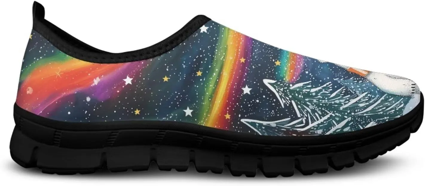 SYtrade Christmas Shoes for Women Walking Slip On Canvas Casual Sneaker Black Sole