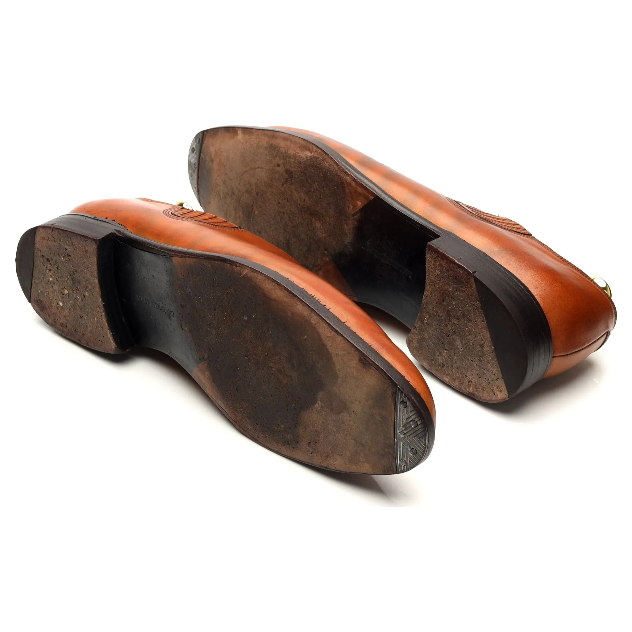 Tan Brown Leather Lazyman Slip On Loafers UK 11 E