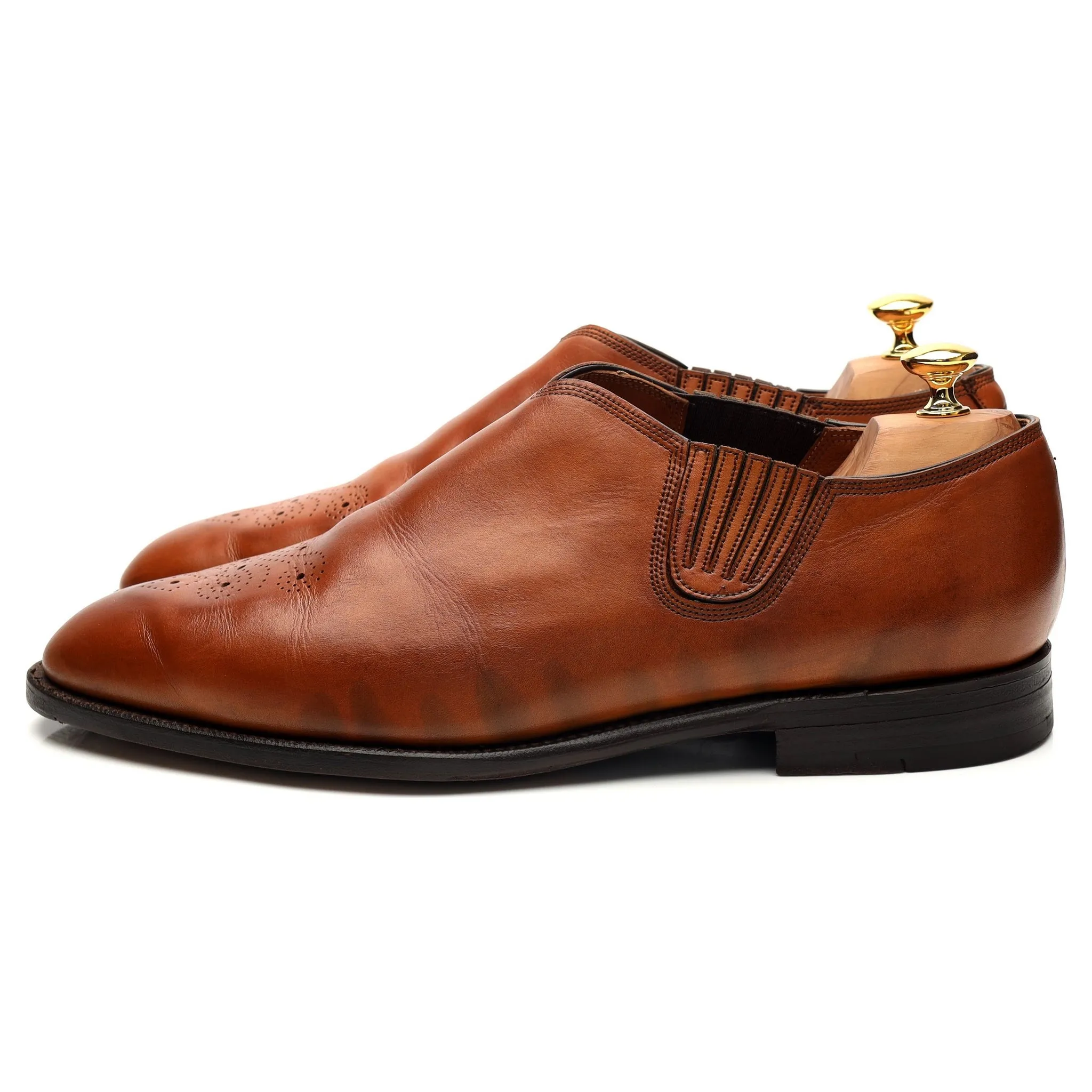 Tan Brown Leather Lazyman Slip On Loafers UK 11 E