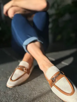 Tan Canvas Chain Loafer