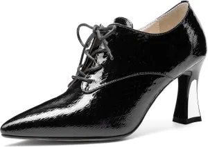 TinaCus Women's Genuine Leather Handmade Clear Pointed Toe Sexy High Heel Lace Up Graceful Pump Shoes