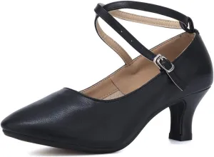 TINRYMX Women Standard Latin Dance Shoes Cross Strap Ballroom Modern Character Tango Salsa Party Dress Pump Shoes with Closed Toe 815