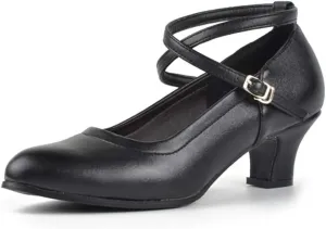 TINRYMX Women Standard Latin Dance Shoes Cross Strap Ballroom Modern Character Tango Salsa Party Dress Pump Shoes with Closed Toe 815