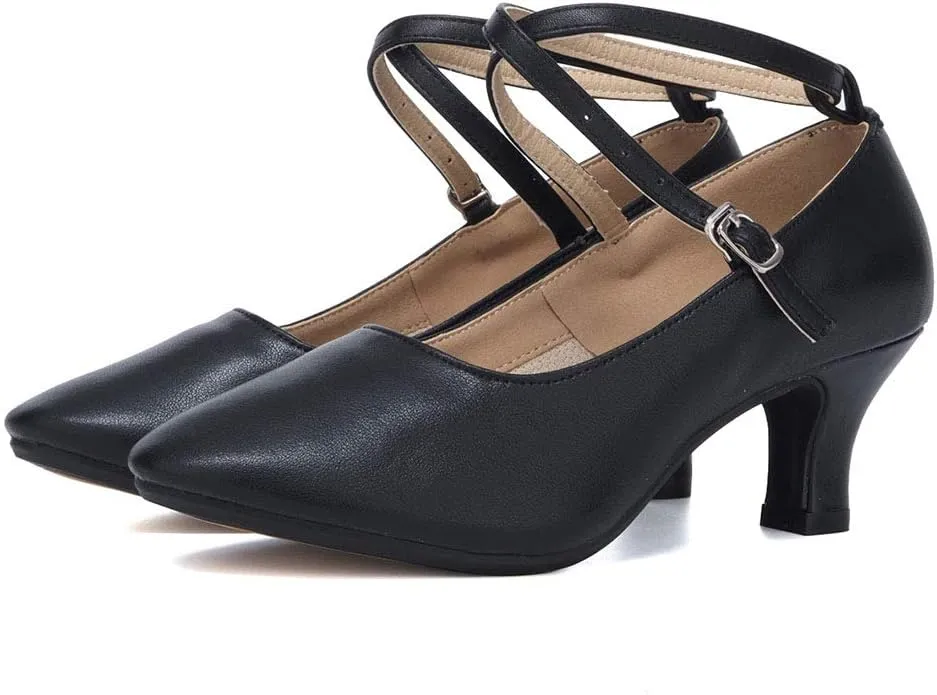 TINRYMX Women Standard Latin Dance Shoes Cross Strap Ballroom Modern Character Tango Salsa Party Dress Pump Shoes with Closed Toe 815