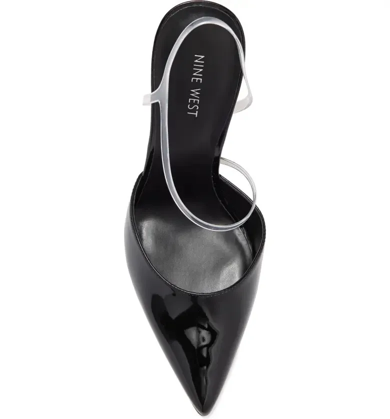 Toe Ankle Nine Stiletto Strap Pump Safe transactions Priority shipping Pointy Clear Heel Black Fashion High Foe West