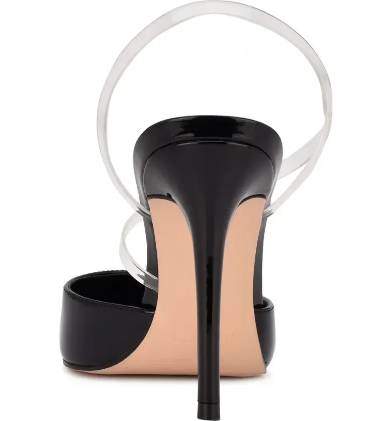 Toe Ankle Nine Stiletto Strap Pump Safe transactions Priority shipping Pointy Clear Heel Black Fashion High Foe West