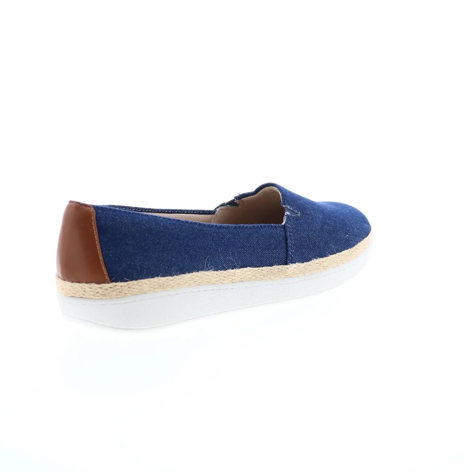 Trotters Accent T1803-457 Womens Blue Wide Canvas Loafer Flats Shoes