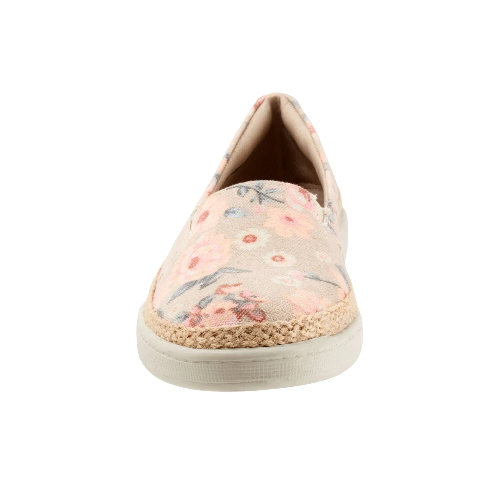 Trotters Accent T1803-921 Womens Beige Wide Canvas Loafer Flats Shoes