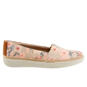 Trotters Accent T1803-921 Womens Beige Wide Canvas Loafer Flats Shoes