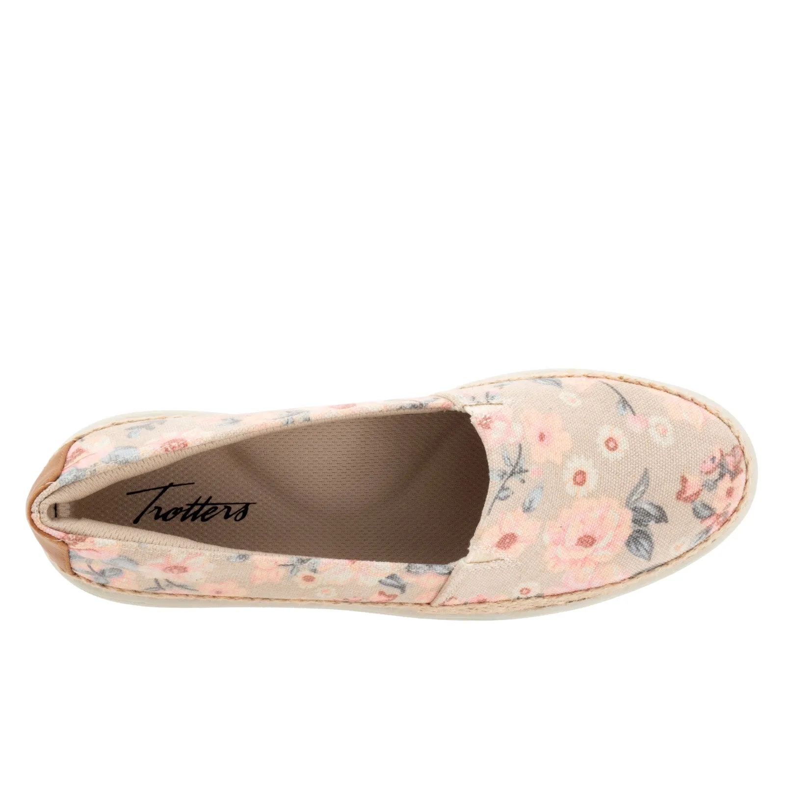 Trotters Accent T1803-921 Womens Beige Wide Canvas Loafer Flats Shoes