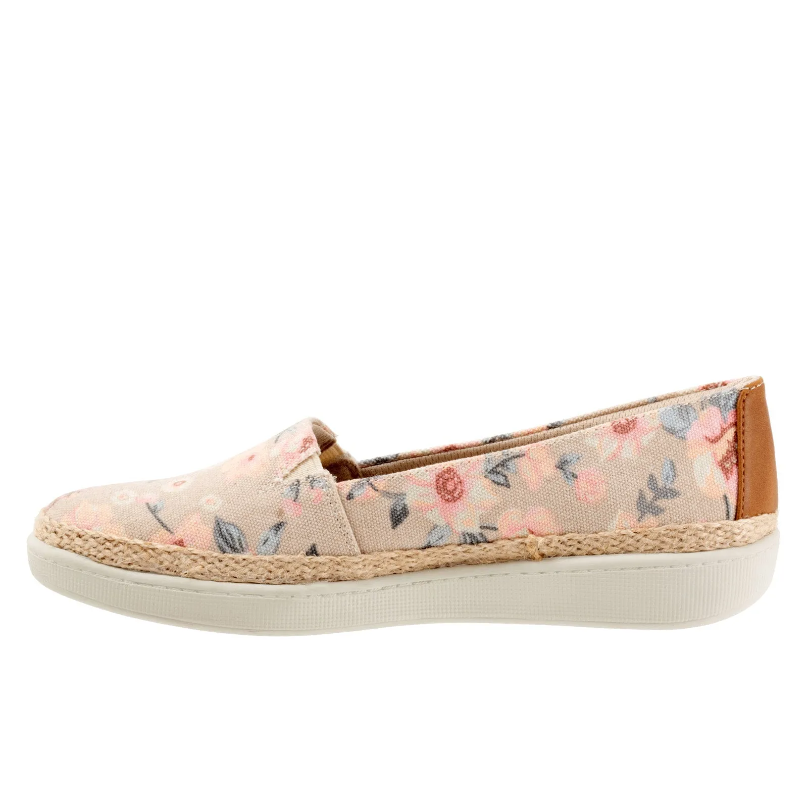 Trotters Accent T1803-921 Womens Beige Wide Canvas Loafer Flats Shoes