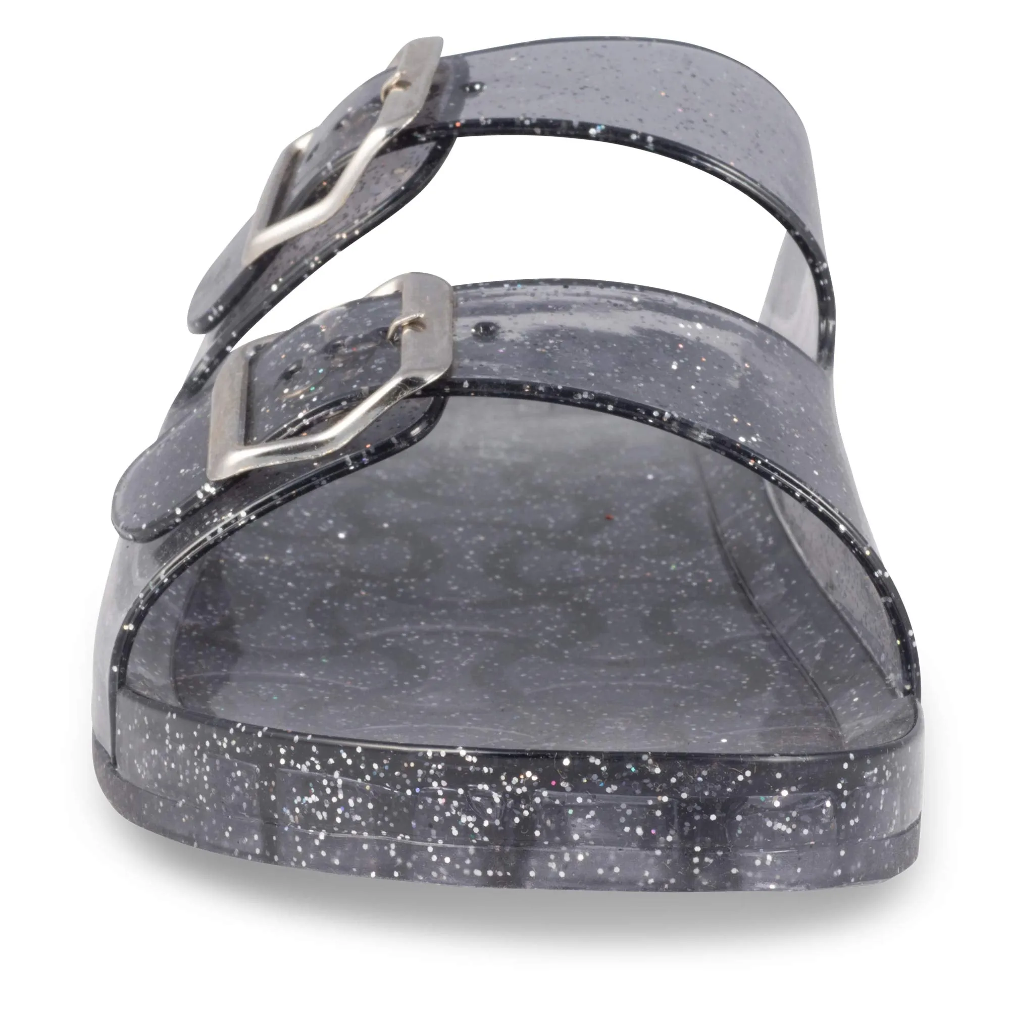 Twisted Women's Roxette Transparent Jelly Buckle Sandal - BLACK, Size 9â€¦