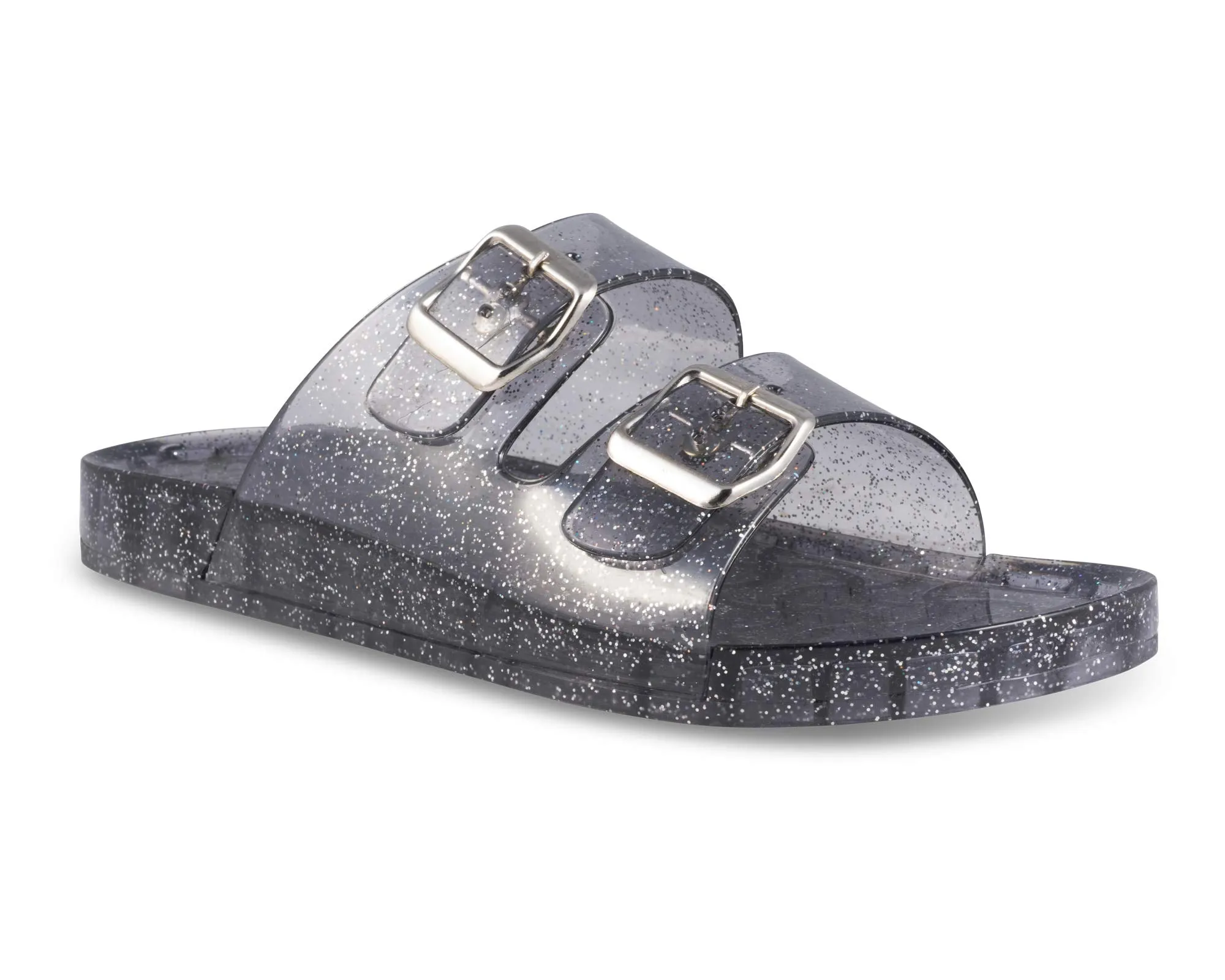 Twisted Women's Roxette Transparent Jelly Buckle Sandal - BLACK, Size 9â€¦
