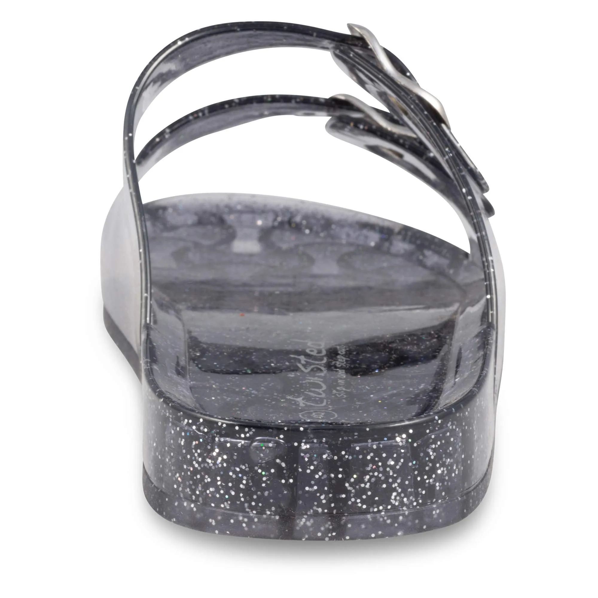 Twisted Women's Roxette Transparent Jelly Buckle Sandal - BLACK, Size 9â€¦