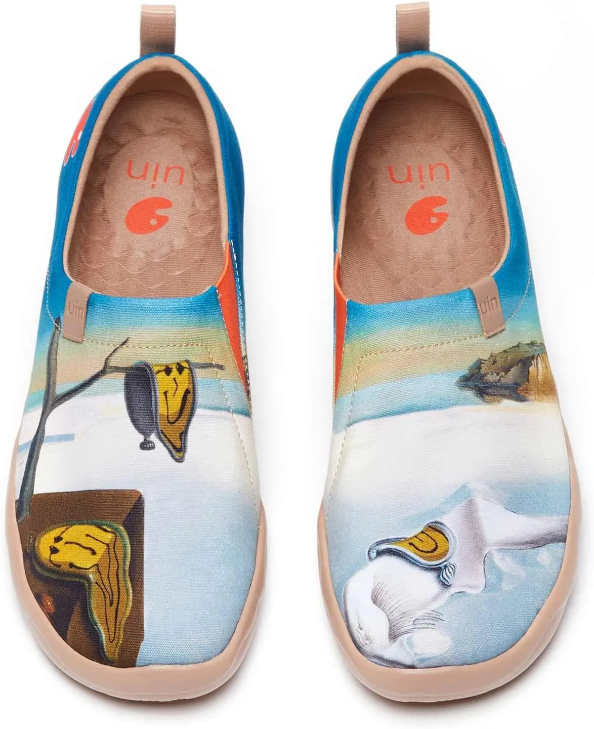 UIN Men's Slip Ons Canvas Lightweight Flats Sneakers Walking Casual Loafers Comfortable Art Painted Travel Shoes