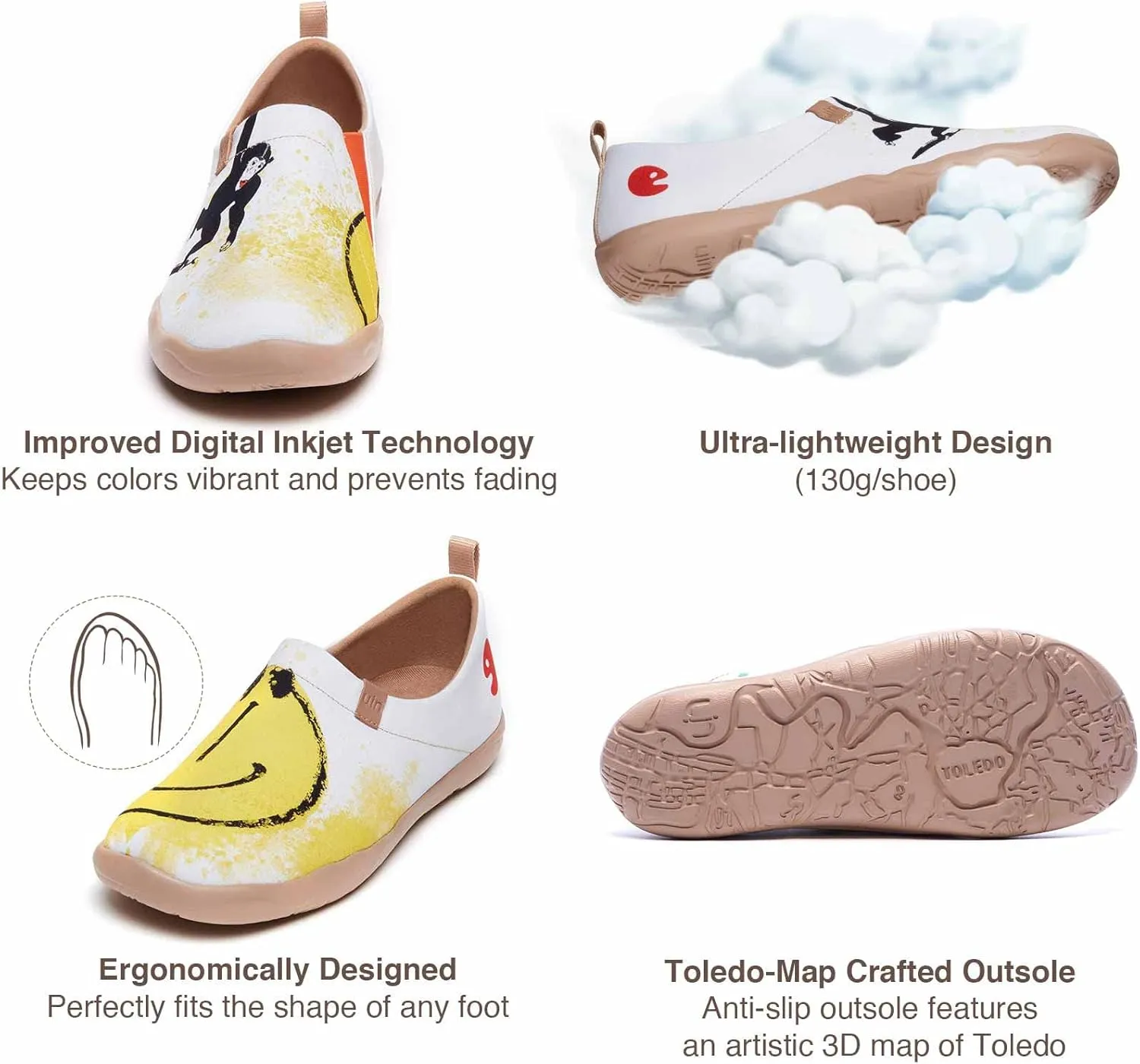 UIN Men's Slip Ons Canvas Lightweight Flats Sneakers Walking Casual Loafers Comfortable Art Painted Travel Shoes