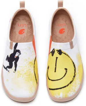UIN Men's Slip Ons Canvas Lightweight Flats Sneakers Walking Casual Loafers Comfortable Art Painted Travel Shoes