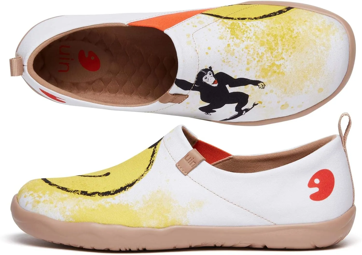 UIN Men's Slip Ons Canvas Lightweight Flats Sneakers Walking Casual Loafers Comfortable Art Painted Travel Shoes