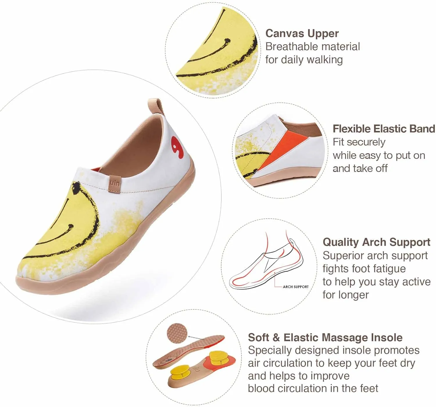 UIN Men's Slip Ons Canvas Lightweight Flats Sneakers Walking Casual Loafers Comfortable Art Painted Travel Shoes