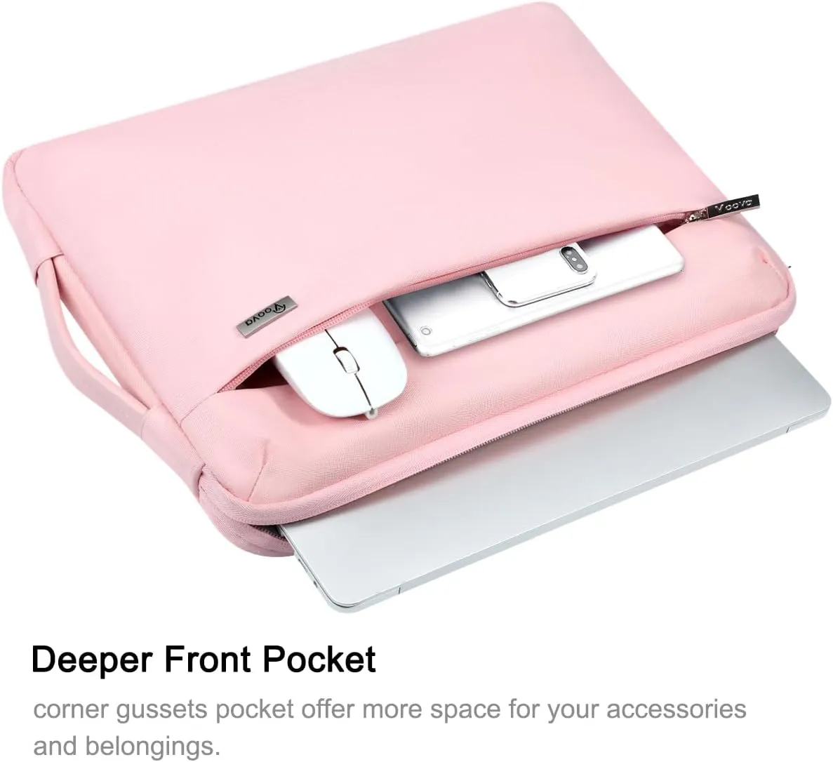Voova Laptop Sleeve Case 14 15 Inch for Women, 360° Protective Waterproof Slim Computer Bag Cover Compatible with MacBook Air 15 M2/M3/M4 2024-2025, MacBook Pro 14/15, Hp Chromebook 14, Pink