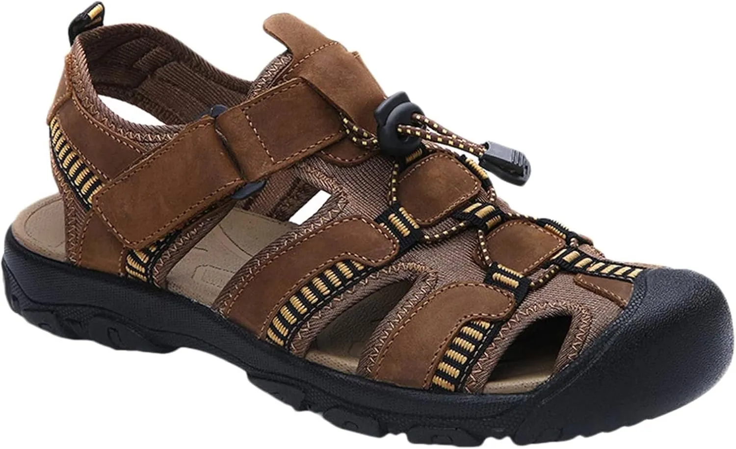 Wide Fit Walking Sandals Mens Closed Toe Sports Outdoor Hiking Sandals for Trekking Walking Beach Leather Water Sandals