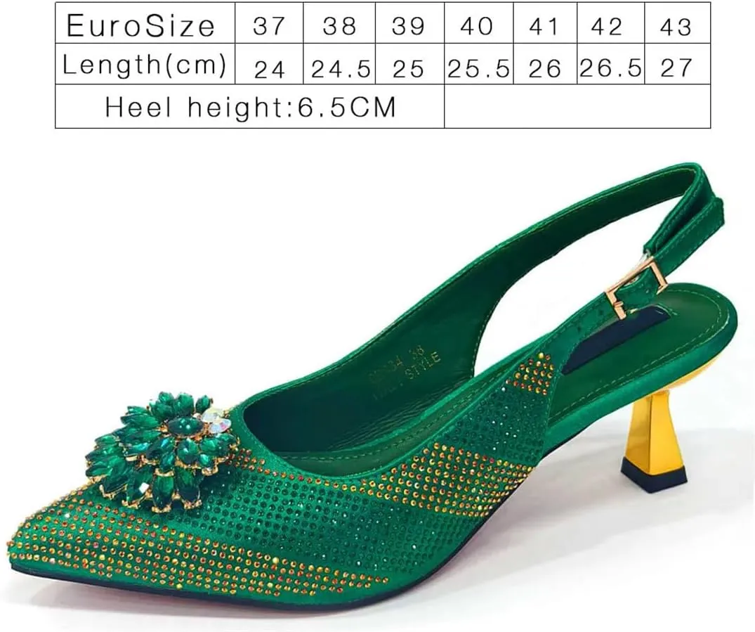 Wjnvfioo Italian Design Rhinestone Luxury Pointed Toe Shoe Bag Set Women's Party High Heels Set