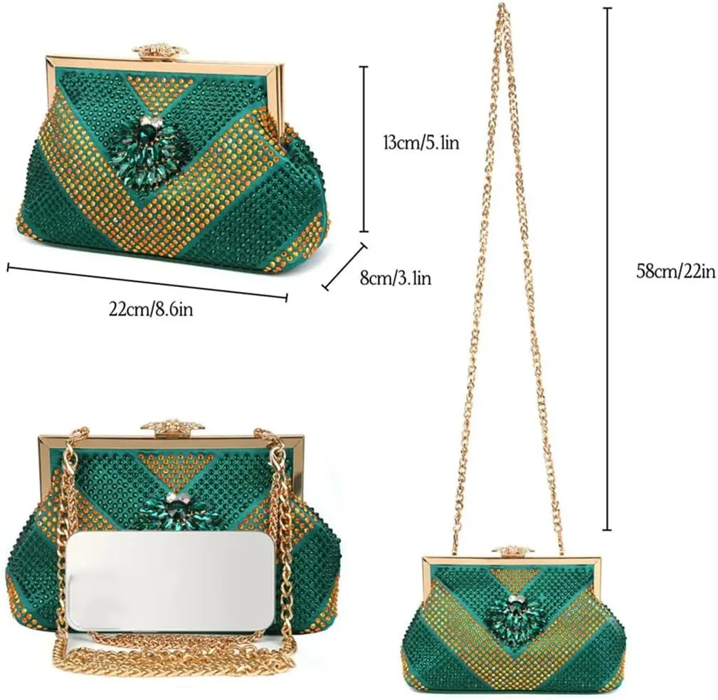Wjnvfioo Italian Design Rhinestone Luxury Pointed Toe Shoe Bag Set Women's Party High Heels Set