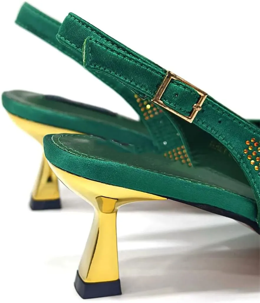Wjnvfioo Italian Design Rhinestone Luxury Pointed Toe Shoe Bag Set Women's Party High Heels Set