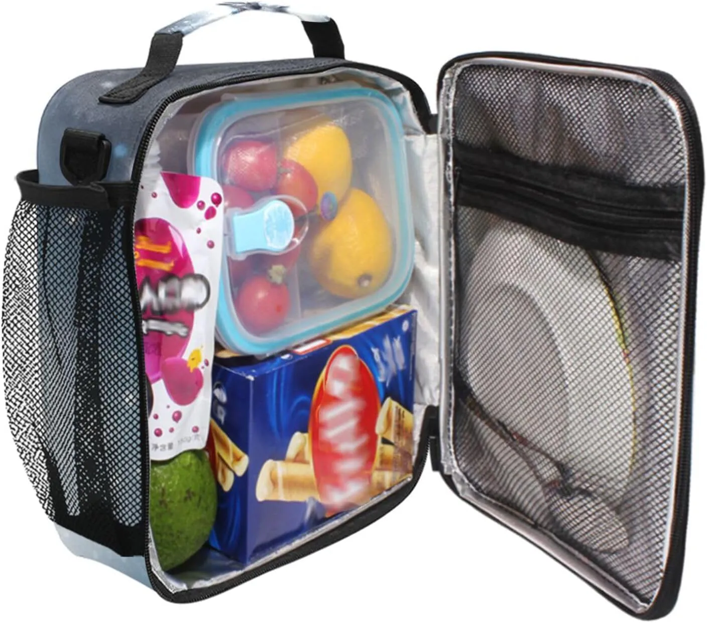 Wolf Night Sky Lunch Box Insulated Lunch Bag Prep Kids Cooler Tote Freezable Shoulder Strap Waterproof Picnic Meal for School Office, 8541996862