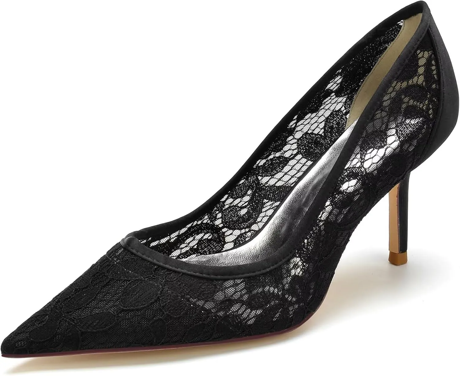 Women's Bridal Wedding Pumps - Lace Hook Flower Pointed Toe Stilettos with 3 Inch Heel, Elegant Bride & Bridesmaid Shoes for Prom, Ceremony & Reception Party