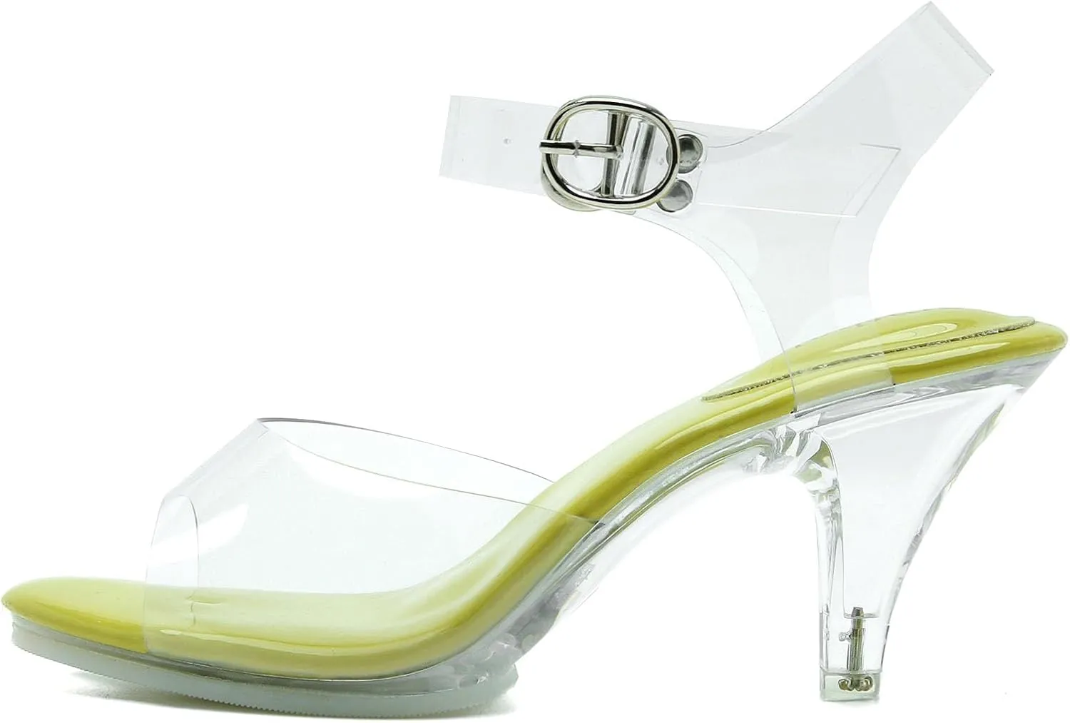 Women’s Clear Heels Pointed Toe Ankle Strap Block Stiletto Heels Wedding Party Dress Sandals