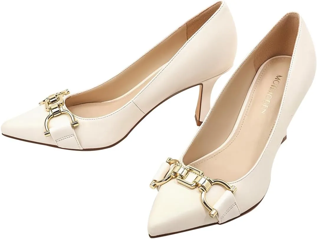 Women's Closed Toe Pointed Pumps Mid High Kitten Heels for Women Dress Shoes Womens Wedding Dressy Shoes