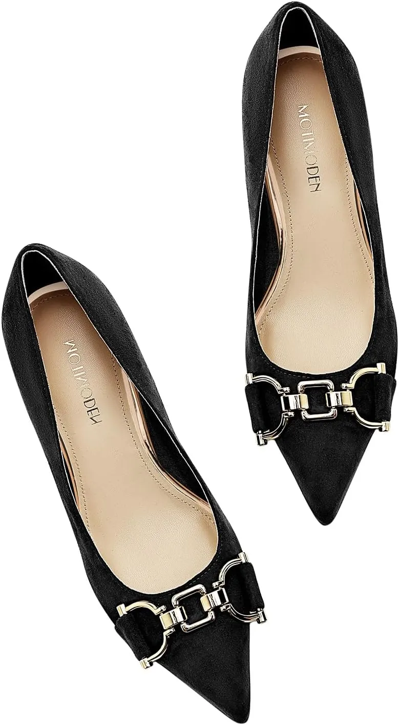 Women's Closed Toe Pointed Pumps Mid High Kitten Heels for Women Dress Shoes Womens Wedding Dressy Shoes