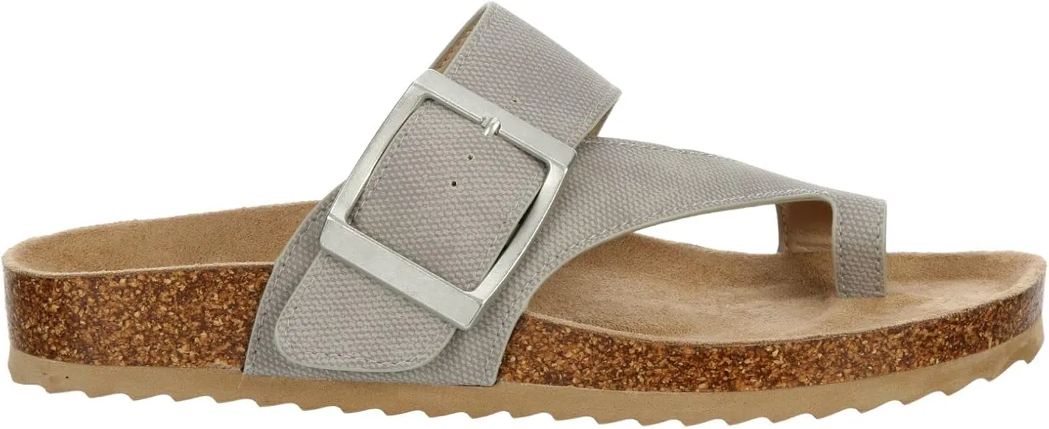 Women's Faux Leather Slip-On Single Band Toe Strap Cork Bed Sandal