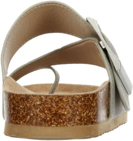 Women's Faux Leather Slip-On Single Band Toe Strap Cork Bed Sandal