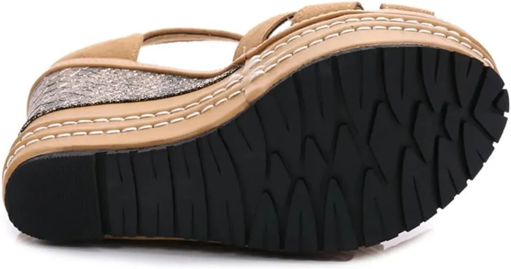 Women's Fringed Waterproof Platform Sandals High With Wedges Stage Catwalk Shoes