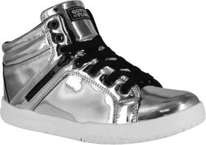 Women's Gamma Mid Top Shinning Patent PU Fashion Sneakers Lace-Up Dance School Student Shoes for Women