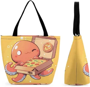 Women's Handbags Cute Octopus Pizza Shopping Bag Leather Tote Bag Satchel Bags