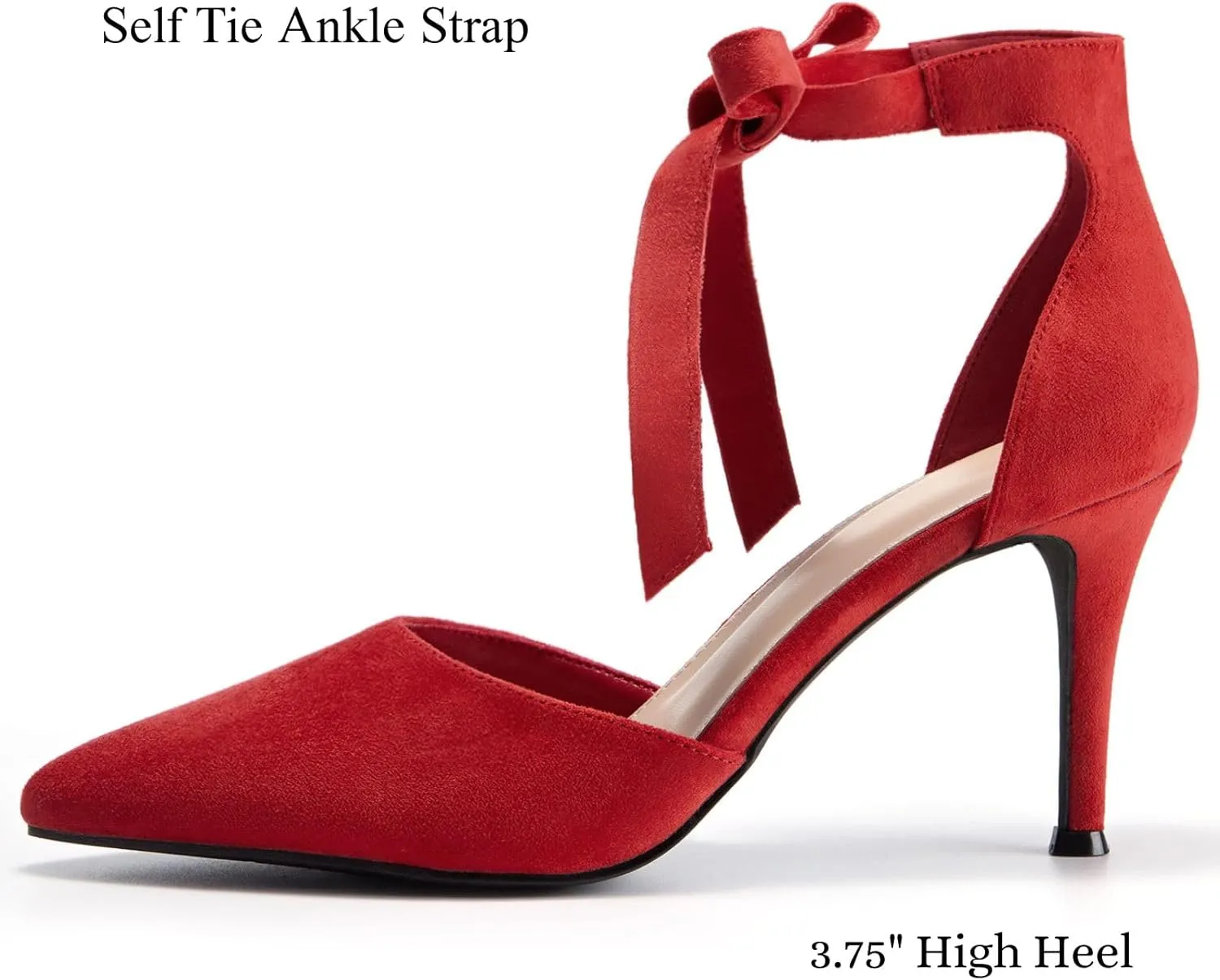 Womens High Heel Pointed Toe Pumps Ankle Tie Classic Office Special Dress Party Shoes