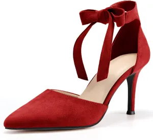 Womens High Heel Pointed Toe Pumps Ankle Tie Classic Office Special Dress Party Shoes