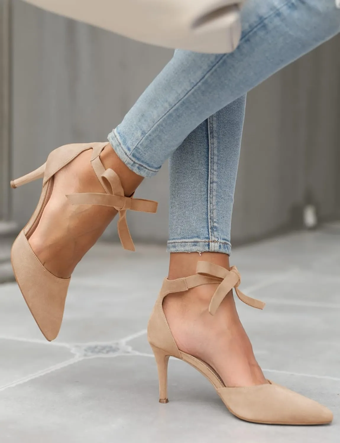 Womens High Heel Pointed Toe Pumps Ankle Tie Classic Office Special Dress Party Shoes