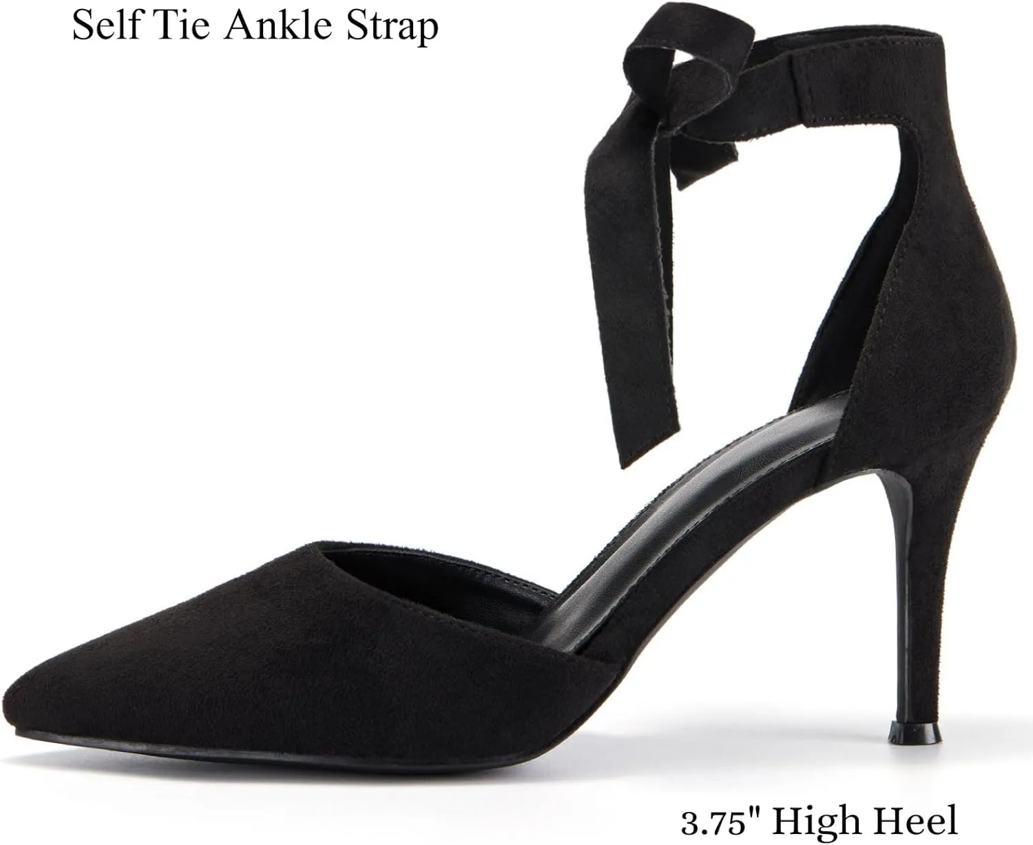 Womens High Heel Pointed Toe Pumps Ankle Tie Classic Office Special Dress Party Shoes