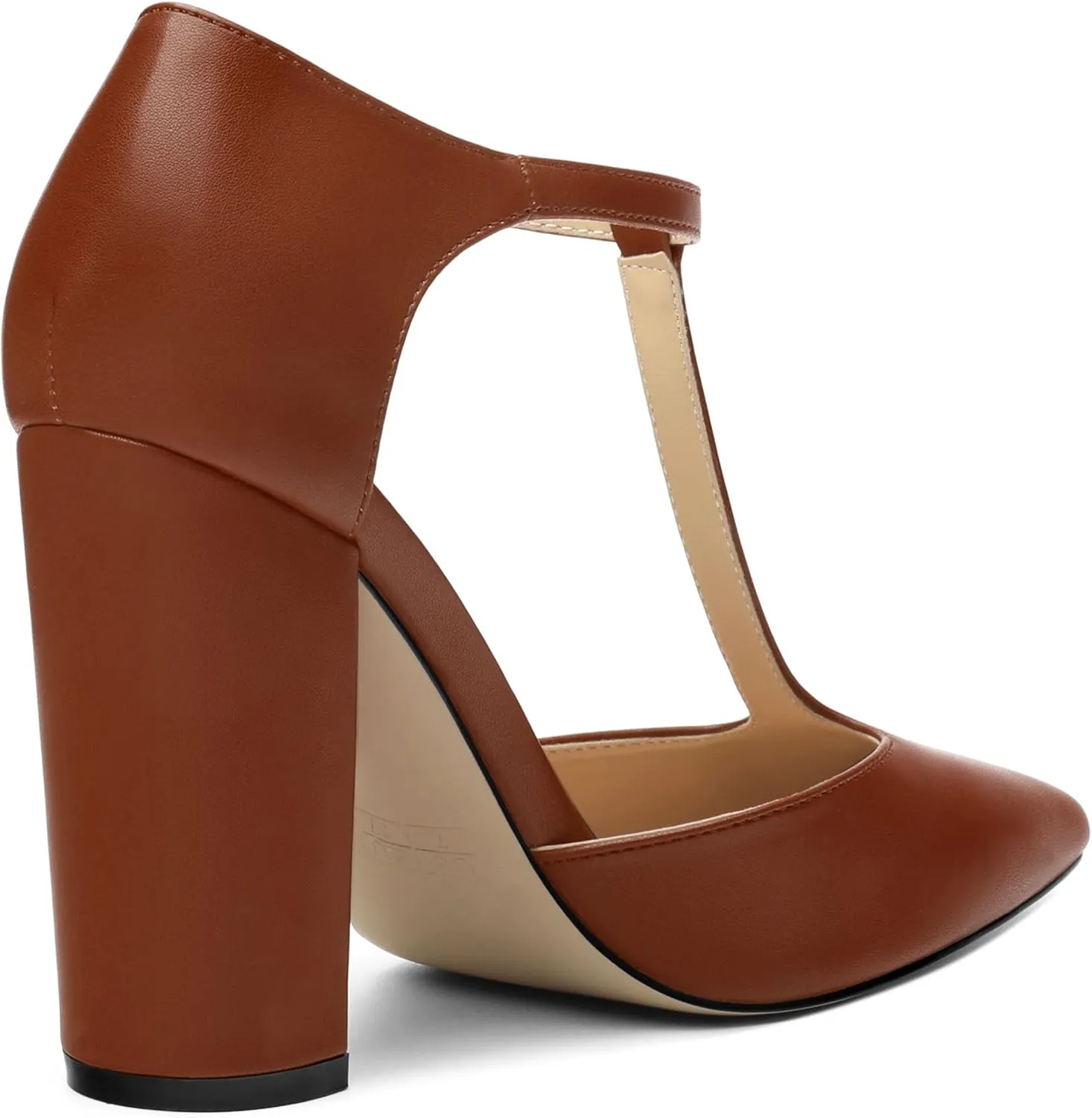 Women's High Heel Pumps, Simple Classic T-Strap Pointed Toe Dress Shoes,Party Dress Sandals3.9