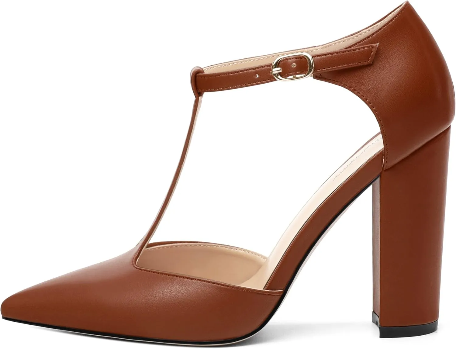 Women's High Heel Pumps, Simple Classic T-Strap Pointed Toe Dress Shoes,Party Dress Sandals3.9