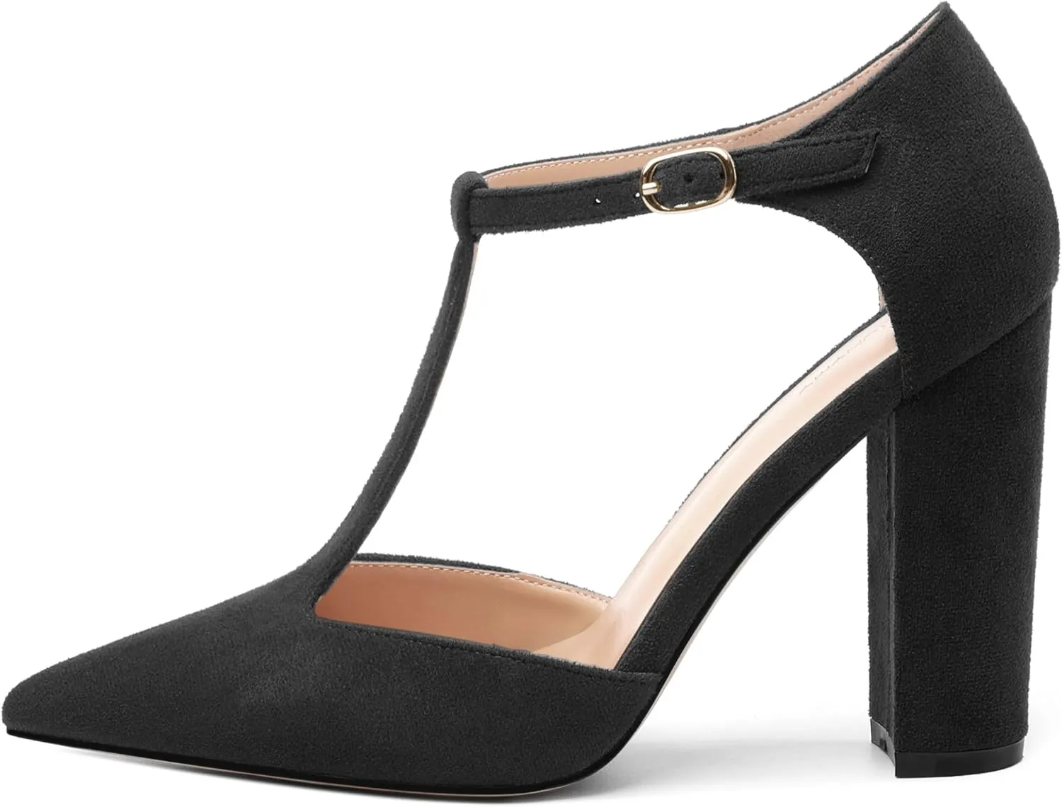 Women's High Heel Pumps, Simple Classic T-Strap Pointed Toe Dress Shoes,Party Dress Sandals3.9