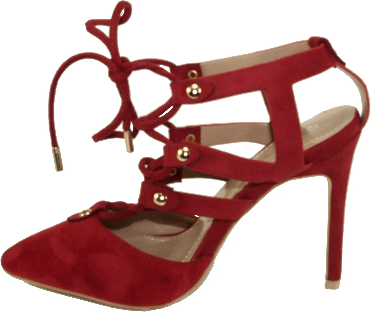 Women's Katelyn-22 Pointy-Toe Lace up Strap Stiletto High Heels Dress Pumps